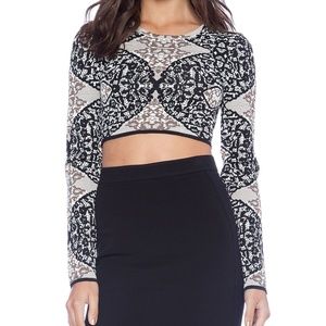 NWOT BCBGMaxAzria Maja Lace Jacquard Crop Top M
